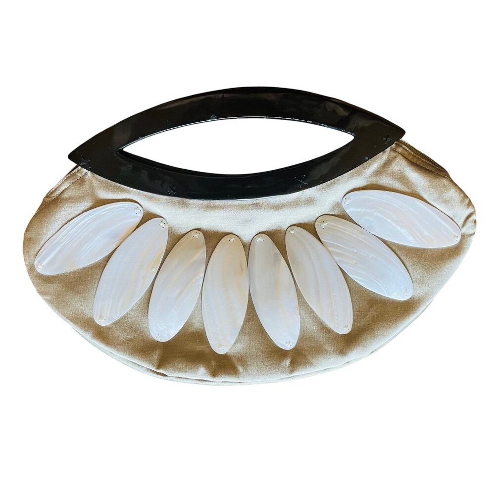 Unique Elegant Vintage Silk Seashell Clutch Bag Luxury Travel OS - Picture 2 of 7